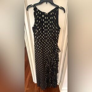 Betsy & Adam Black and Gold Asymmetrical Sheath Dress